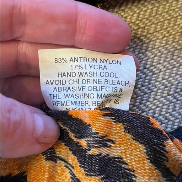 Vintage Skinz 80s 90s black orange Tiger Stripe String Skimpy Bikini XS Small - Picture 8 of 11